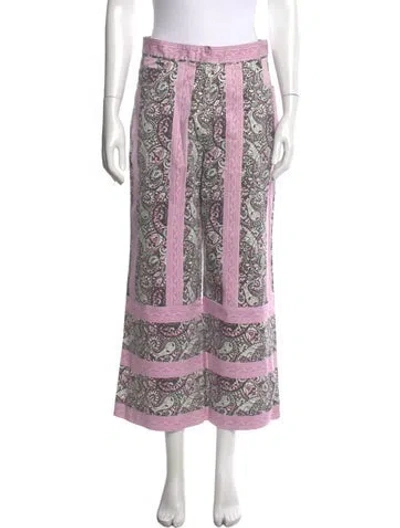 Pre-owned Julia Amory Paisley Print Wide Leg Pants In Purple