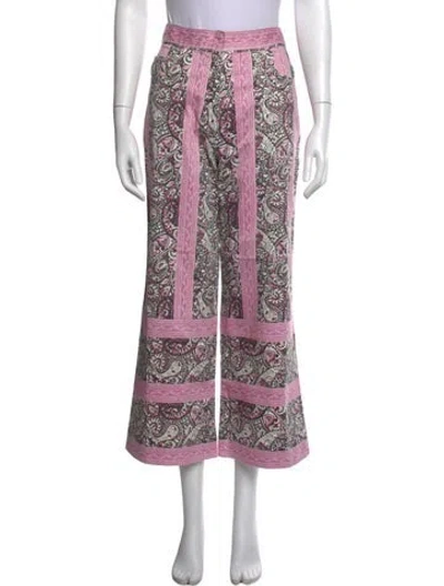 Pre-owned Julia Amory Paisley Print Wide Leg Pants In Purple