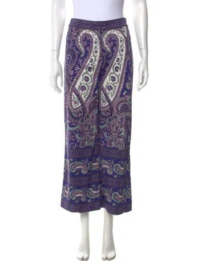 Pre-owned Julia Amory Paisley Print Wide Leg Pants In Purple