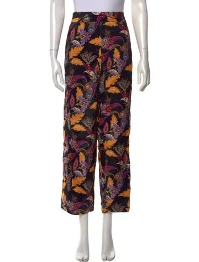 Pre-owned Julia Amory Paisley Print Wide Leg Pants W/ Tags In Black