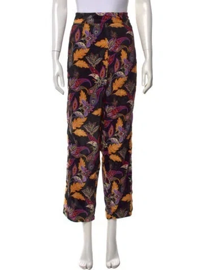 Pre-owned Julia Amory Paisley Print Wide Leg Pants W/ Tags In Black