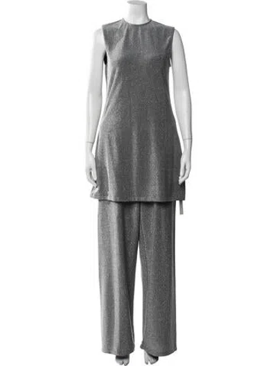 Pre-owned Julia Amory Pant Set In Metallic/silver