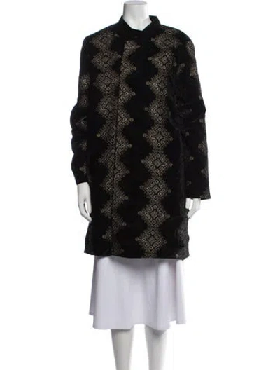 Pre-owned Julia Amory Patterned Coat In Black