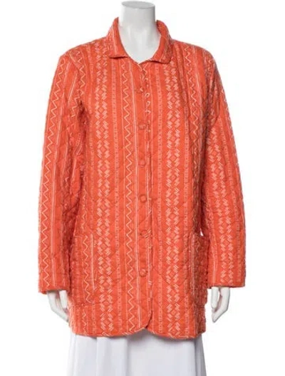 Pre-owned Julia Amory Patterned Coat In Orange