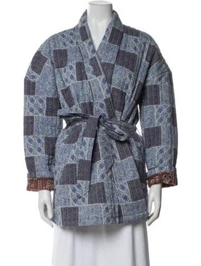 Pre-owned Julia Amory Patterned Coat W/ Tags In Blue