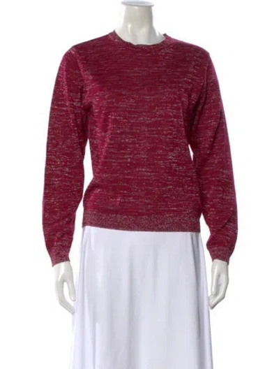 Pre-owned Julia Amory Patterned Crew Neck Sweater In Burgundy