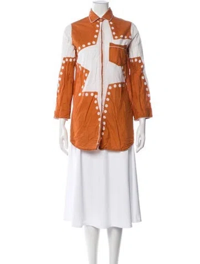 Pre-owned Julia Amory Patterned Crew Neck Top In Orange