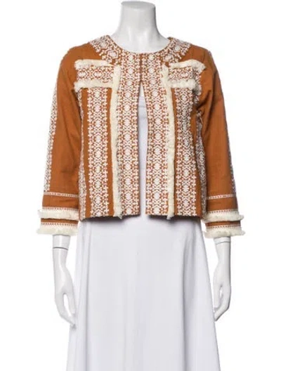 Pre-owned Julia Amory Patterned Jacket In Orange