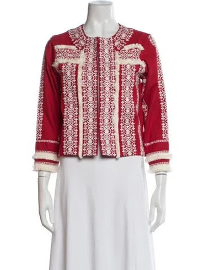 Pre-owned Julia Amory Patterned Jacket In Red