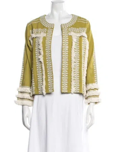 Pre-owned Julia Amory Patterned Jacket W/ Tags In Yellow