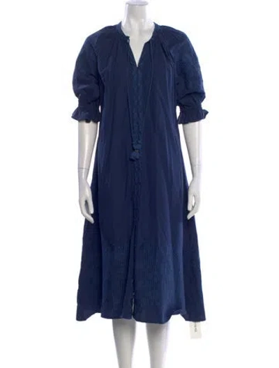 Pre-owned Julia Amory Patterned Long Dress In Blue