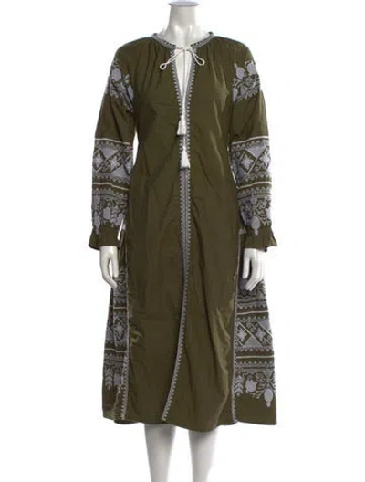 Pre-owned Julia Amory Patterned Long Dress In Green