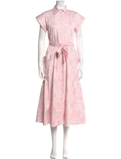 Pre-owned Julia Amory Patterned Long Dress In Pink