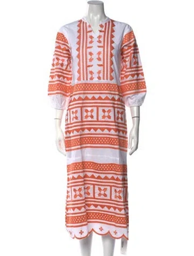 Pre-owned Julia Amory Patterned Long Dress W/ Tags In Orange
