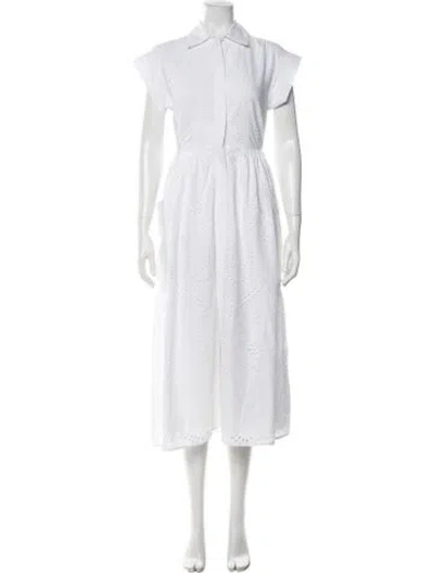Pre-owned Julia Amory Patterned Long Dress In White