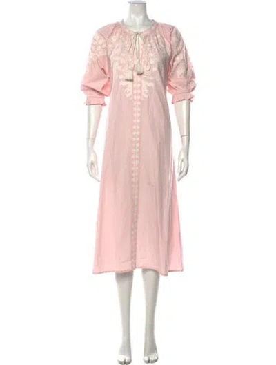 Pre-owned Julia Amory Patterned Midi Length Dress In Pink