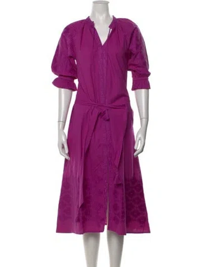 Pre-owned Julia Amory Patterned Midi Length Dress W/ Tags In Purple