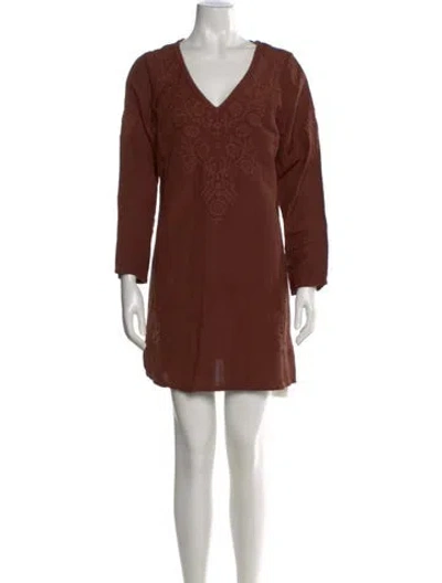 Pre-owned Julia Amory Patterned Mini Dress In Brown