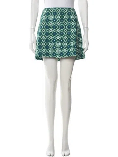 Pre-owned Julia Amory Patterned Mini Skirt In Green