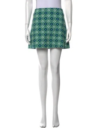 Pre-owned Julia Amory Patterned Mini Skirt In Green