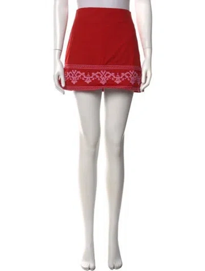 Pre-owned Julia Amory Patterned Mini Skirt In Red