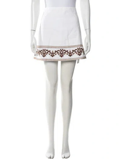 Pre-owned Julia Amory Patterned Mini Skirt W/ Tags In White