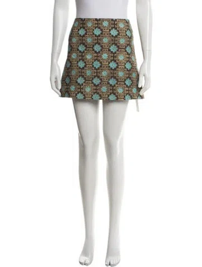 Pre-owned Julia Amory Patterned Mini Skirt In White