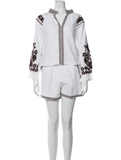 Pre-owned Julia Amory Patterned Short Set In White