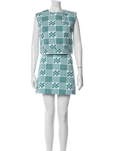 Pre-owned Julia Amory Patterned Skirt Set In Blue