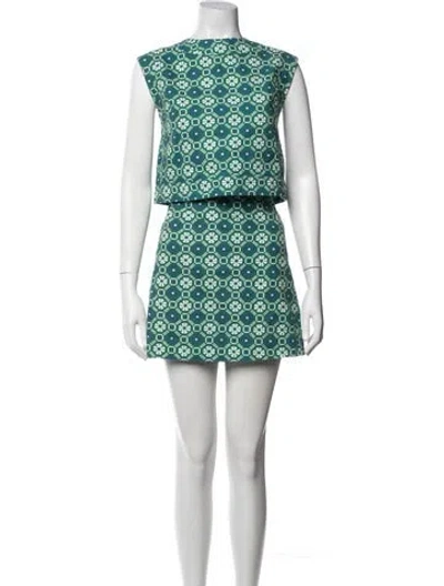 Pre-owned Julia Amory Patterned Skirt Set In Green