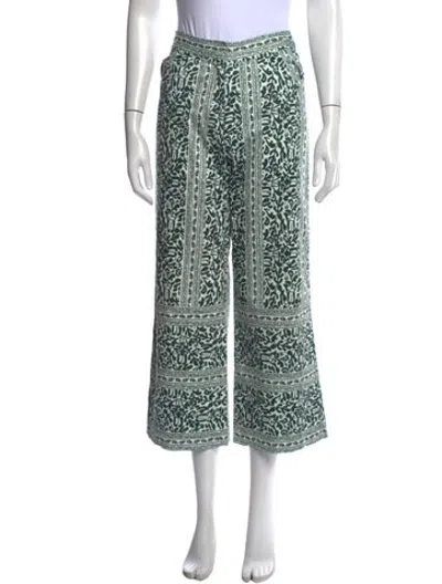 Pre-owned Julia Amory Patterned Straight Leg Pants In Green