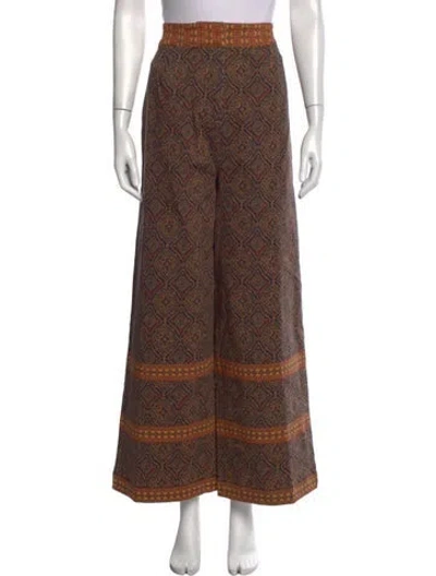 Pre-owned Julia Amory Patterned Wide Leg Pants W/ Tags In Brown