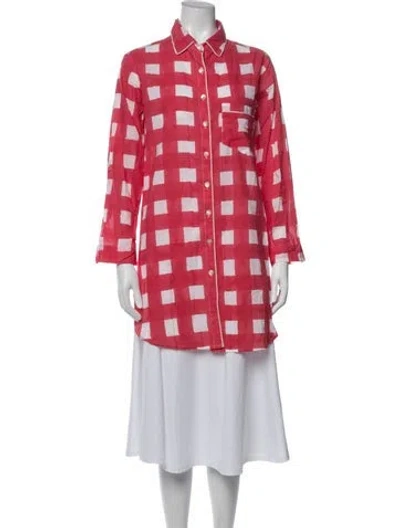 Pre-owned Julia Amory Plaid Print Lounge Set In Red