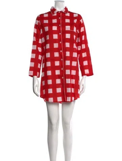 Pre-owned Julia Amory Plaid Print Mini Dress In Red