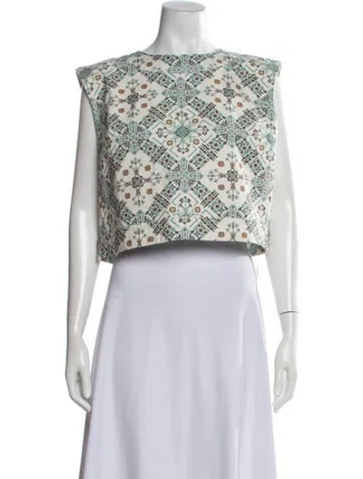 Pre-owned Julia Amory Printed Crew Neck Crop Top In Multicolor