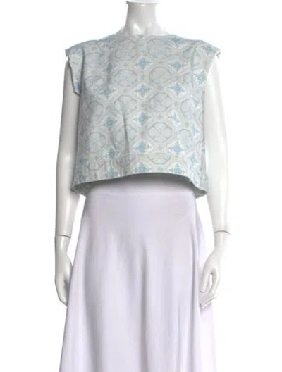 Pre-owned Julia Amory Printed Crew Neck Crop Top In Multicolor