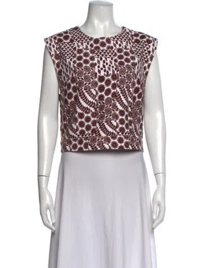 Pre-owned Julia Amory Printed Crew Neck Crop Top In Multicolor