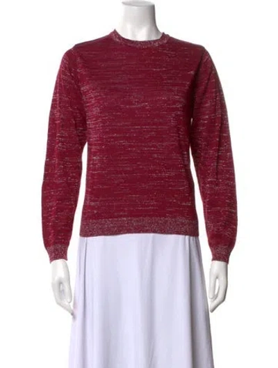 Pre-owned Julia Amory Printed Crew Neck Top In Burgundy