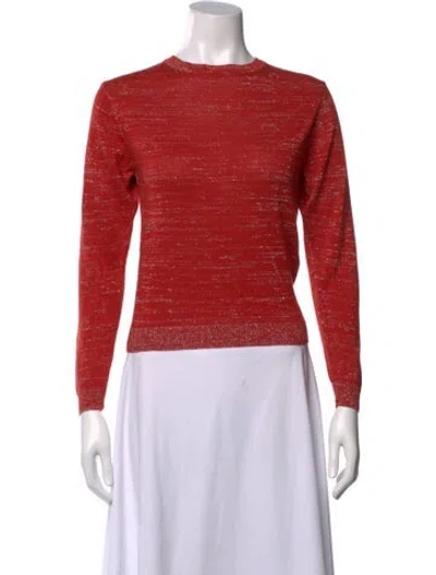 Pre-owned Julia Amory Printed Crew Neck Top In Orange