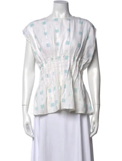Pre-owned Julia Amory Printed Crew Neck Top W/ Tags In White