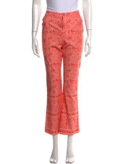 Pre-owned Julia Amory Printed Flared Pants In Orange
