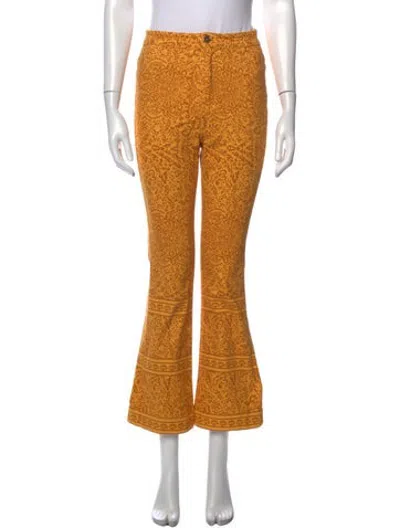 Pre-owned Julia Amory Printed Flared Pants In Orange/yellow