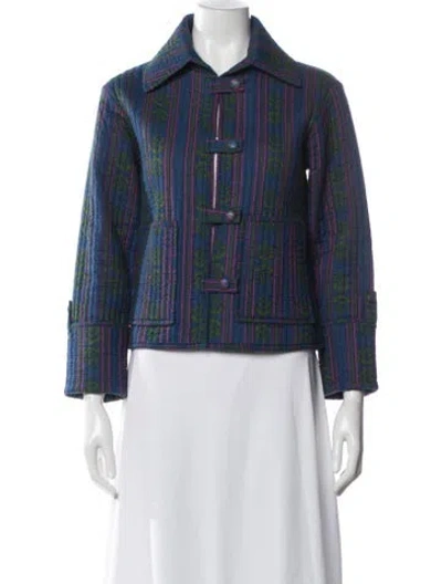 Pre-owned Julia Amory Printed Jacket In Blue