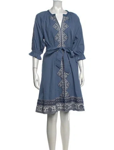 Pre-owned Julia Amory Printed Knee-length Dress In Blue