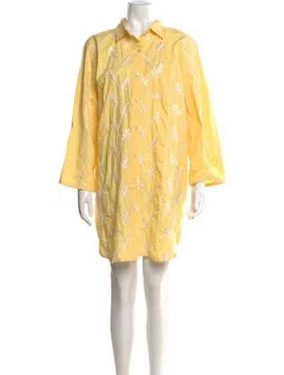 Pre-owned Julia Amory Printed Knee-length Dress In Yellow