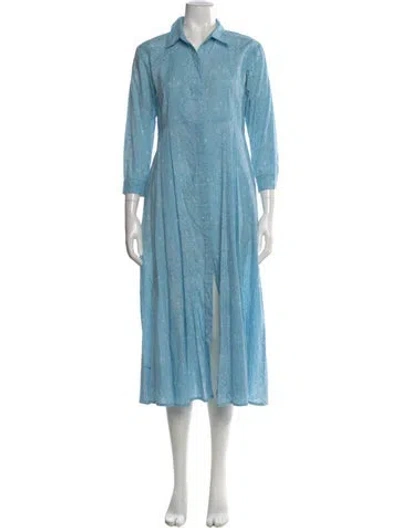 Pre-owned Julia Amory Printed Long Dress In Blue