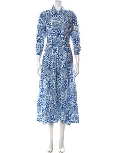 Pre-owned Julia Amory Printed Long Dress In Blue