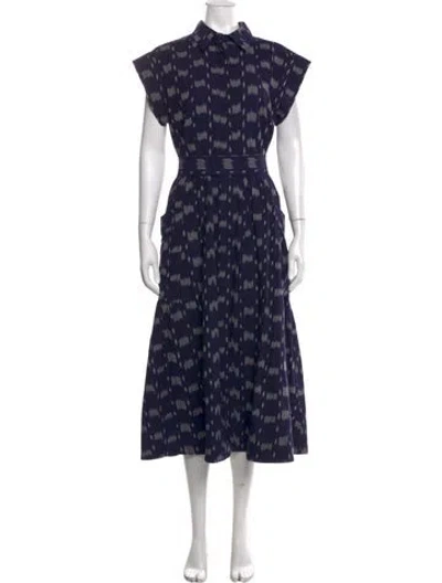 Pre-owned Julia Amory Printed Long Dress In Blue