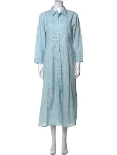 Pre-owned Julia Amory Printed Long Dress In Blue