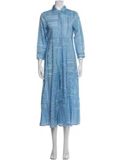 Pre-owned Julia Amory Printed Long Dress In Blue